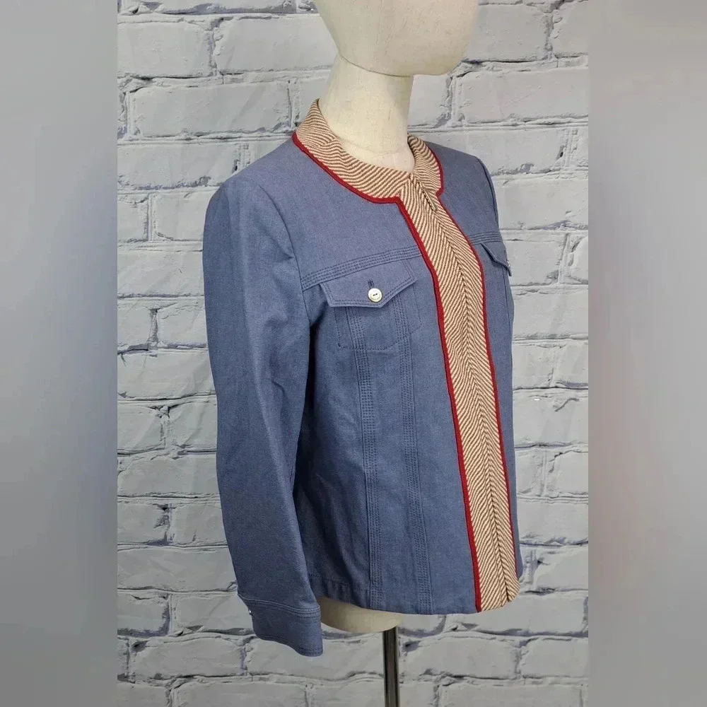 St John Sport Women's Full Zip Denim Jacket Stretch Multicolor Size Medium - Picture 12 of 16